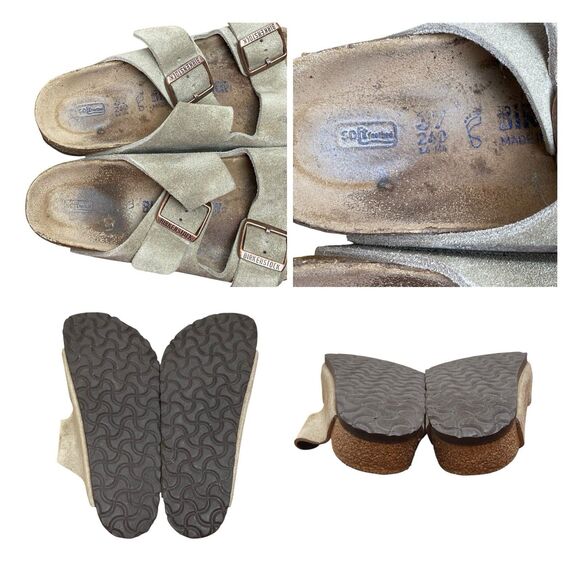 Birkenstock Arizona Sandals Women’s Size 6 Taupe Suede Slides Reg Width (HF15) - Picture 7 of 7